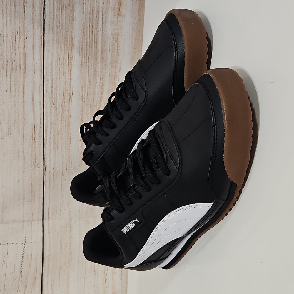 Puma Turino II Men's Lace Up Black and White Sneakers 12 - Picture 3 of 8